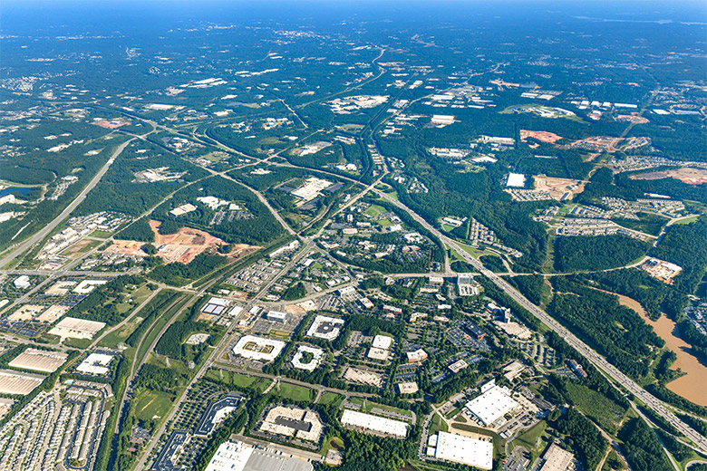 Imperial Center aerial Durham RDU RTP